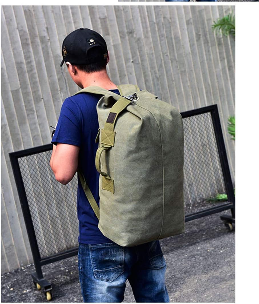 Military Duffel Bag Top Load Double Strap Canvas Backpack Army Travel (upgrade army green big)