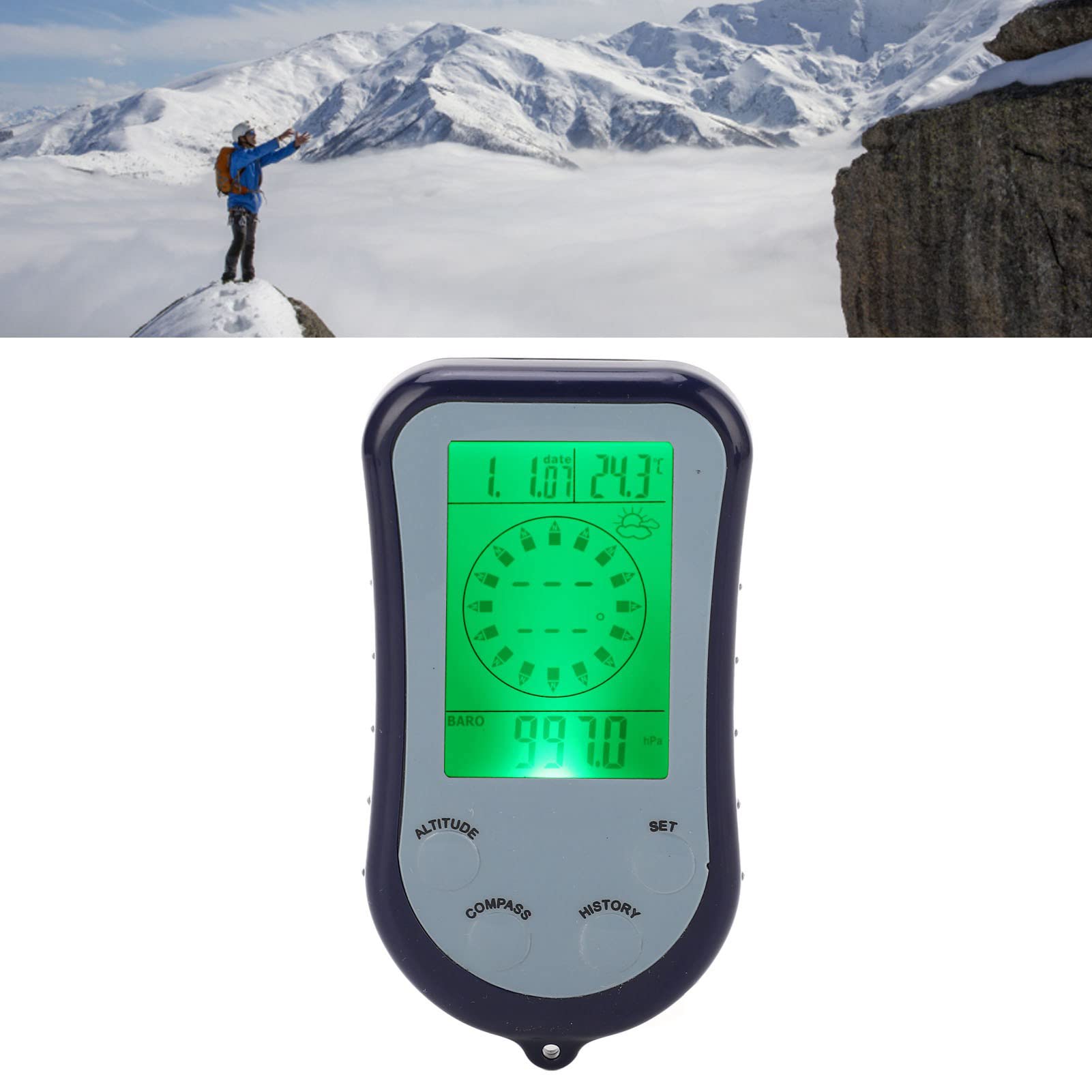 Altimètre Numérique Multifonction Baromètre Extérieur Boussole Testeur de Thermomètre électronique pour L'alpinisme