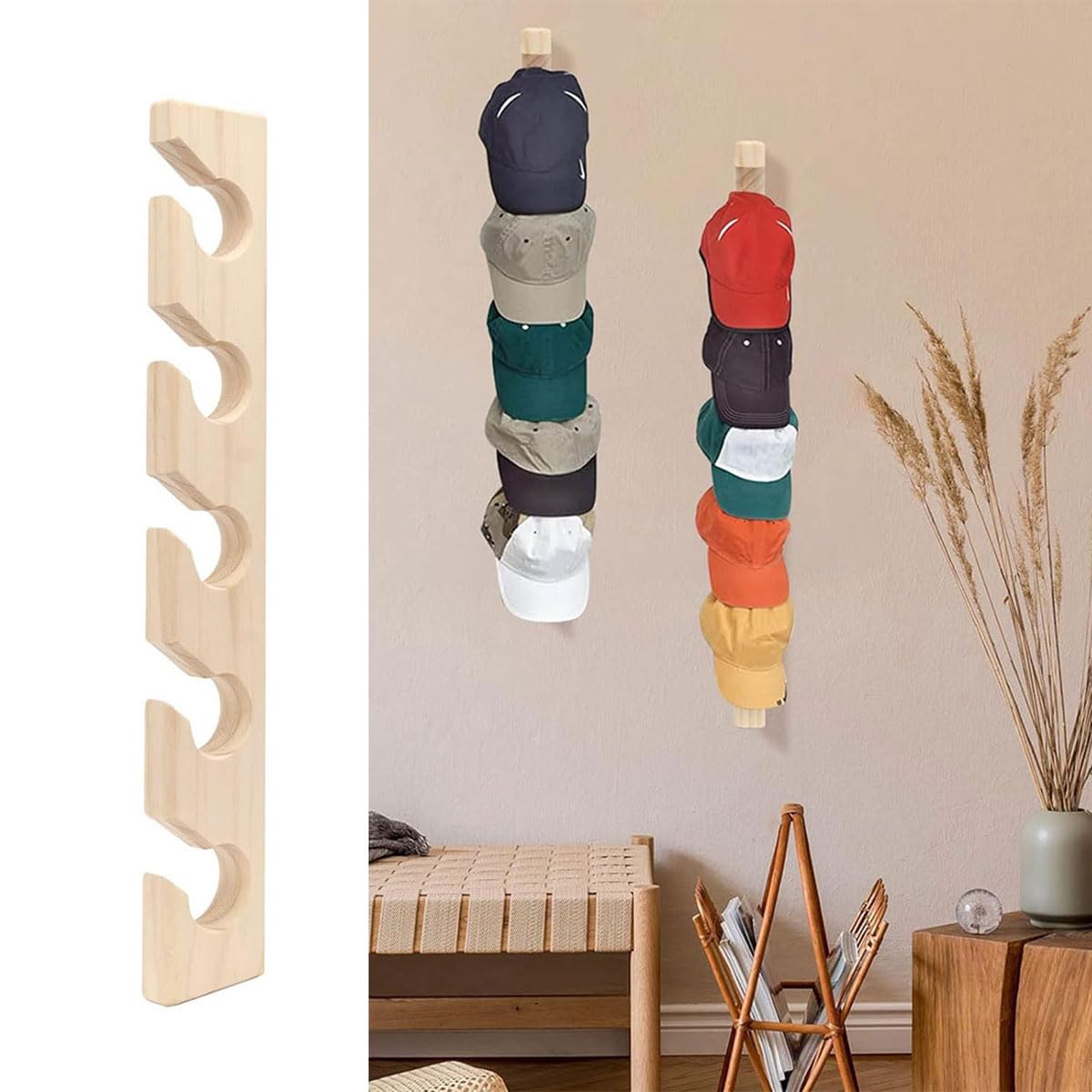 Lot De 2 Porte-chapeaux Verticaux En Bois Pour Casquettes De