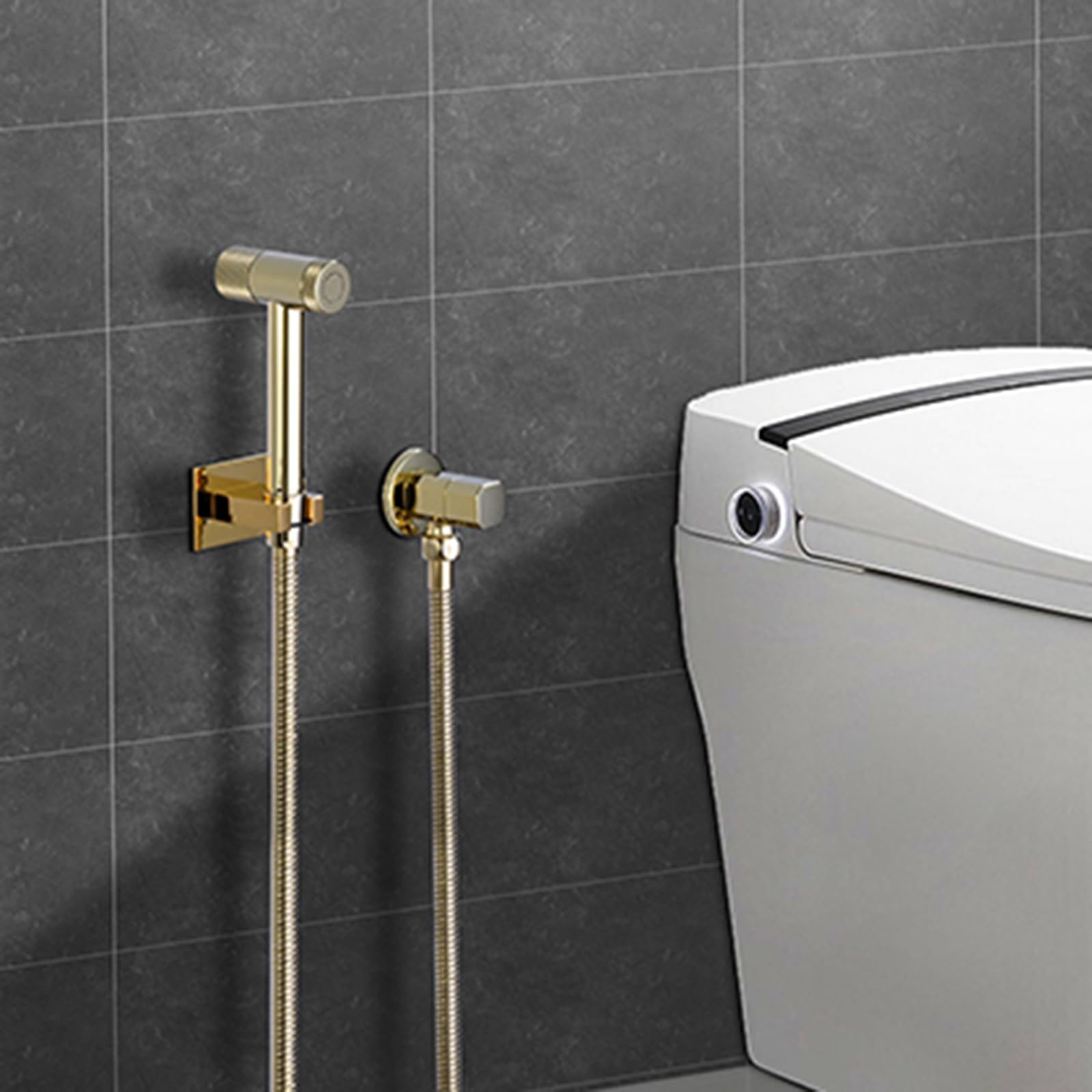 Set di spruzzatori per Bidet a Parete da 1,5 m, doccetta in Ottone con Finitura cromata, Pressione Regolabile, Perfetto per l'igiene e Il Comfort del Bagno