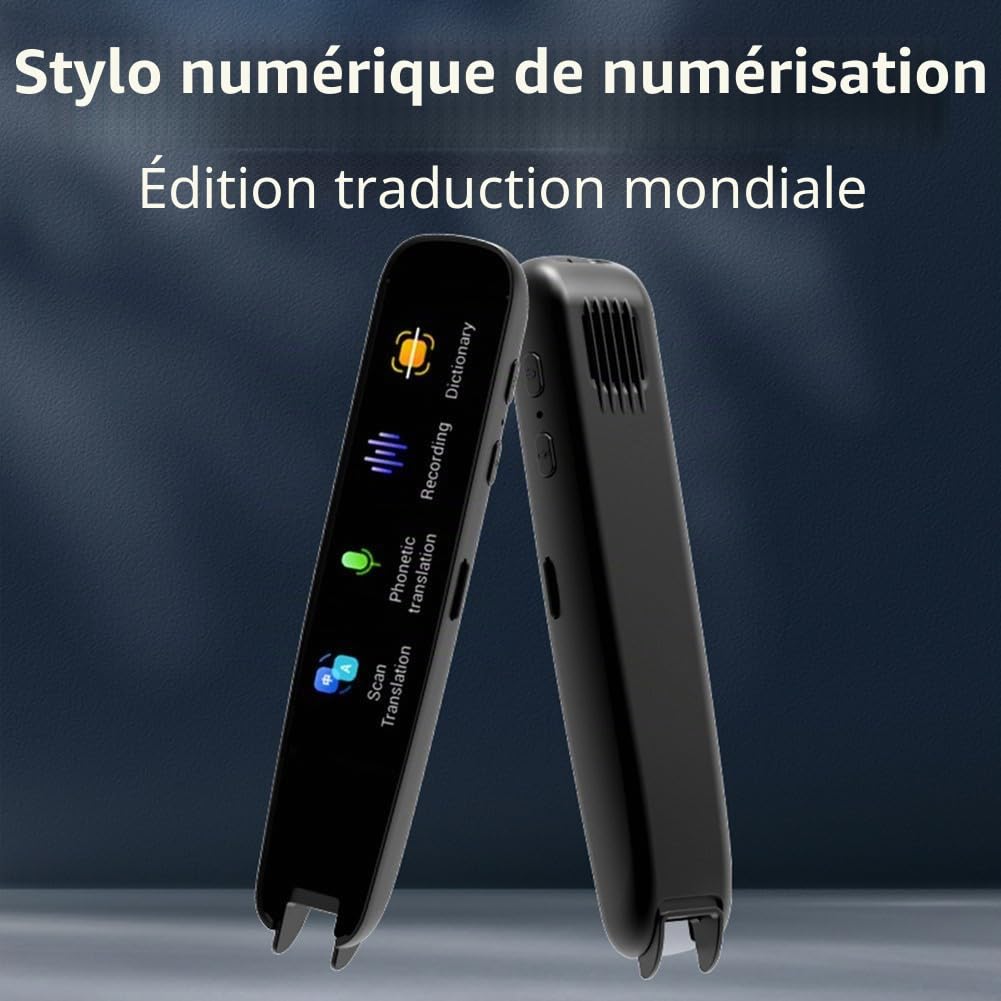 Stylo de Lecture et de numérisation Intelligent ZYWUOY, Stylo de Lecture et de numérisation de 2,25 Pouces, Traduction Hors Ligne de 123 Langues, Convient aux Voyageurs et aux Gens d'affaires (Noir).