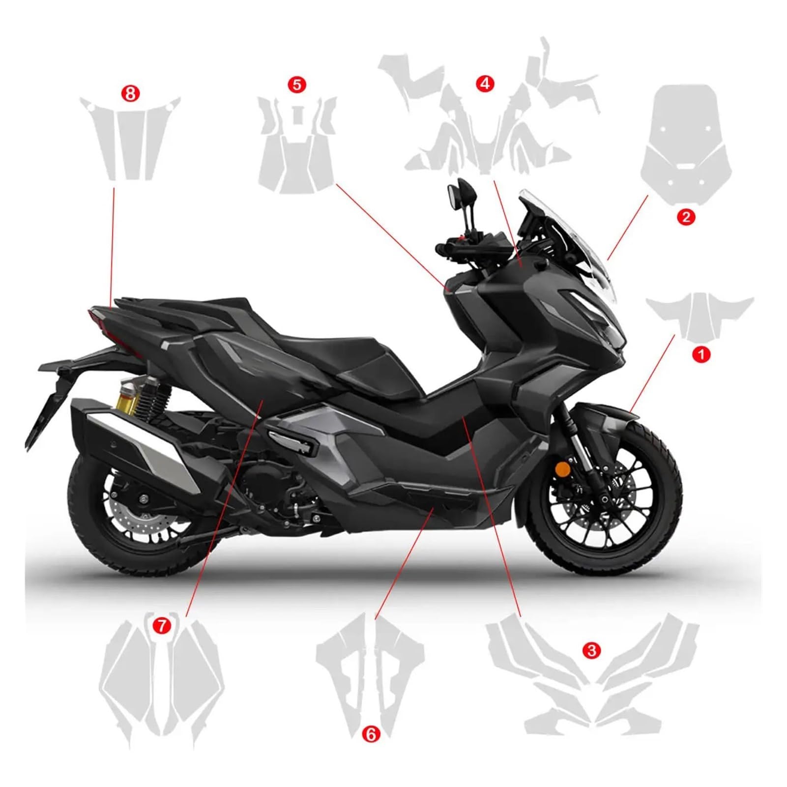Accessori Pellicola protettiva in TPU for carenatura vernice PPF compatibile con Honda ADV 350 Set adesivo trasparente invisibile for carrozzeria(8)