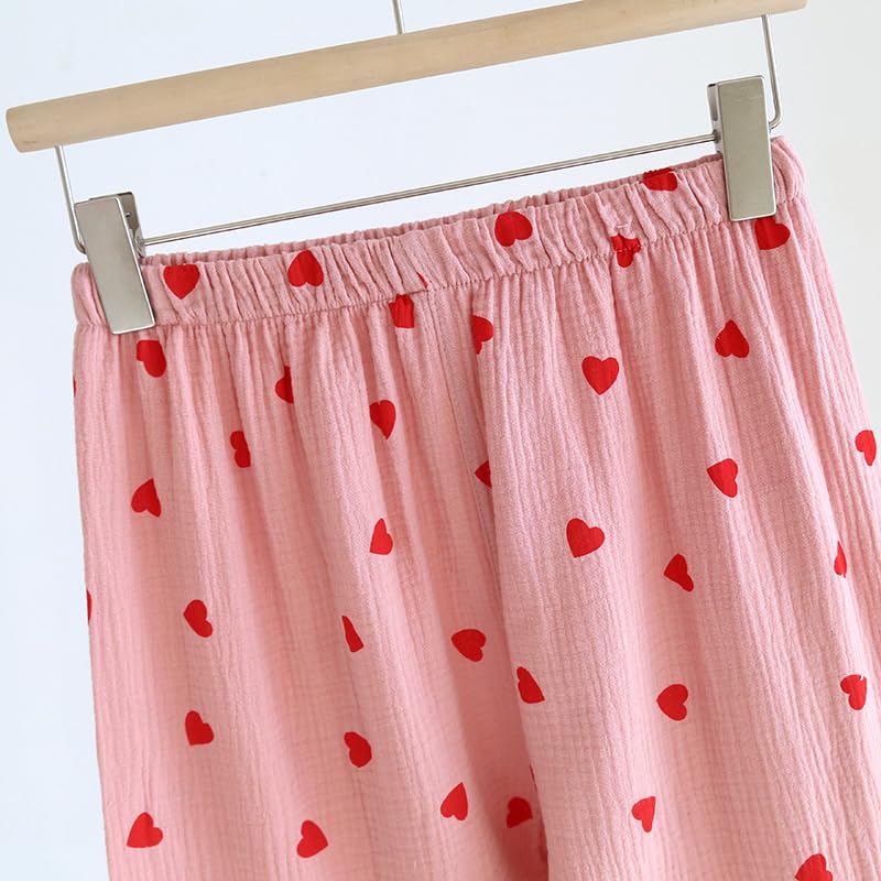 Image of codcm Womens 3pcs Cotton Pajamas Set Short Sleeve Sleepwear Fruit Print Cute Pj Set with Long Pants