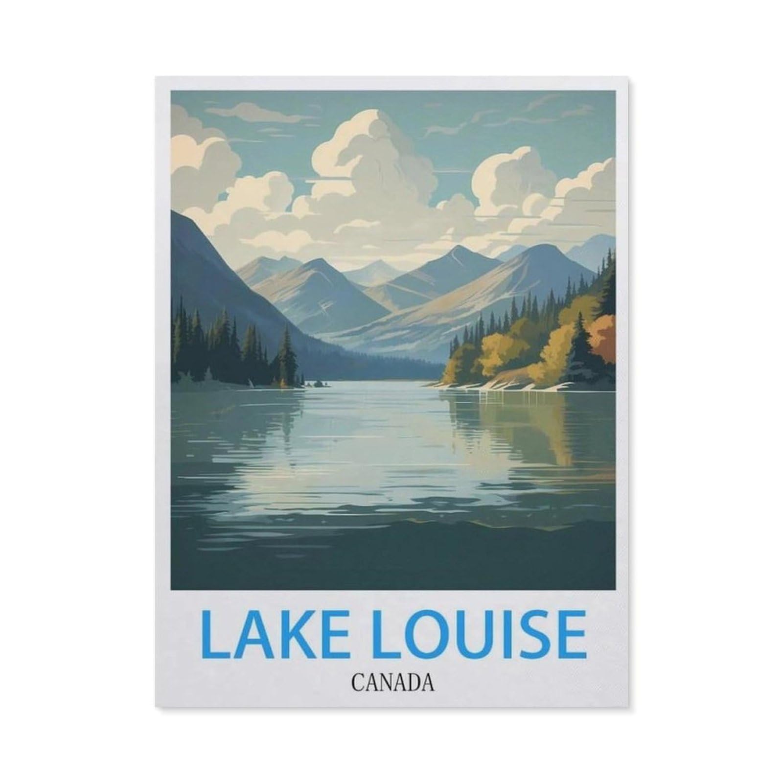 BEAYODKP 5D DIY Diamond Painting kit，Lake Louise Canada Vintage Travel Posters，Round Resin Diamond Cross Stitch, Home Decoration Gift（40 x 50 cm/15.74 x 19.68 inches）-BW65