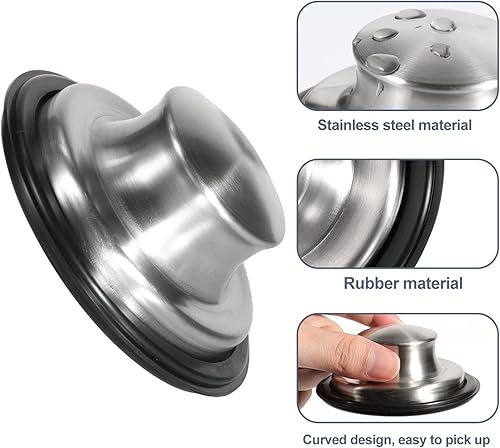 Miniatura 4 de RQYEKDO Coladores de Fregadero de Cocina Kits de Tapón de Fregadero, Juego de Colador de Drenaje de Fregadero de Acero Inoxidable, Borde Ancho