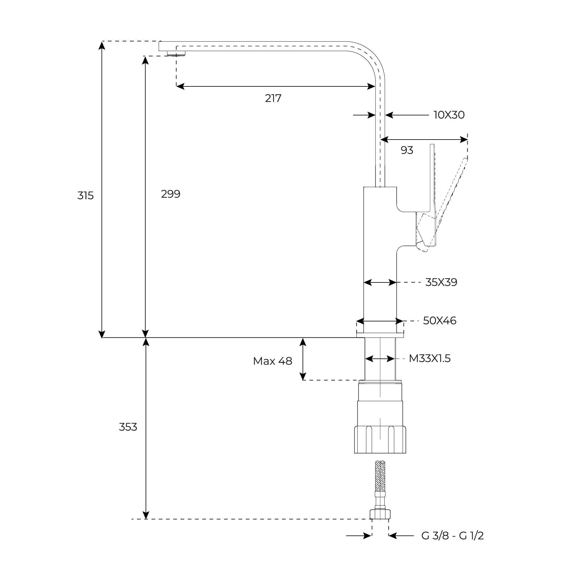 TEKA Grifo Cocina Monomando, Caño Alto Giratorio, Aireador Antical, Caudal Limitado 5 l/min, Cartucho Cerámico, Sistema Easy-Quick, Cromado, Modelo Brooklyn BKY 915