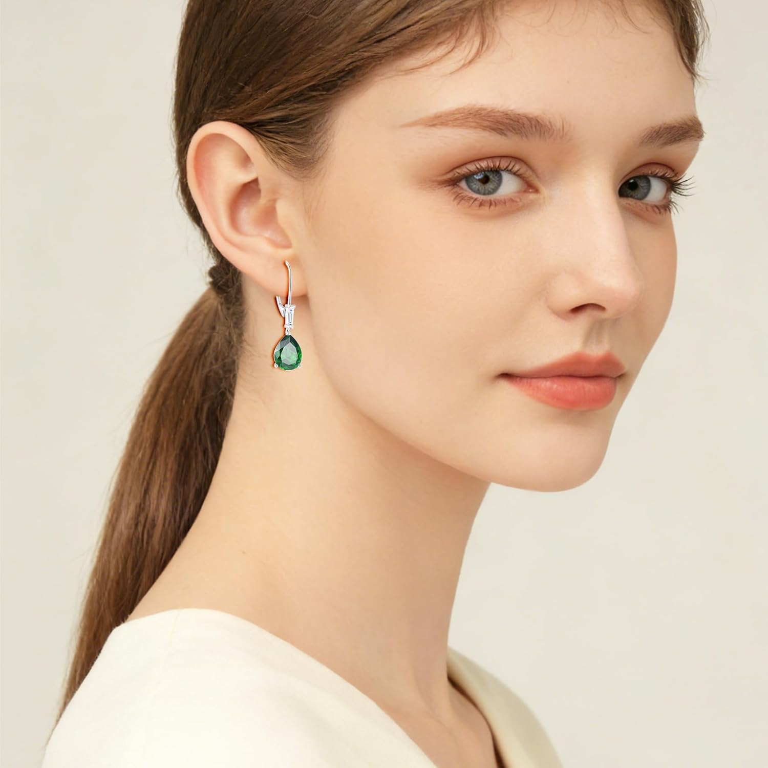 Women Dangle Drop Earrings 925 Sterling Silver 5A Cubic Zirconia Leverback Teardrop Earrings Anniversary Mother's Day Birthday Christmas for Her - Image 3