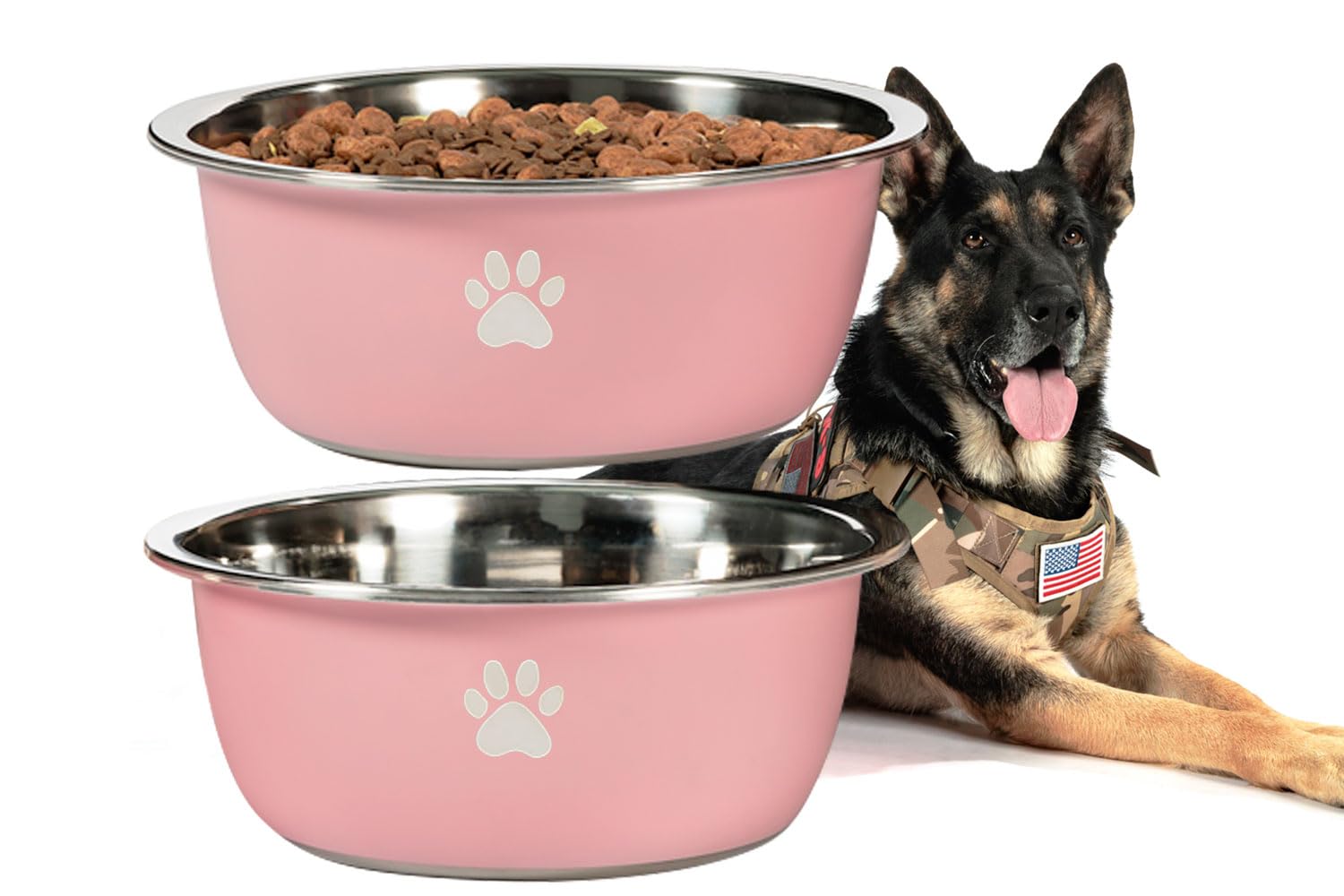Großer Wassernapf für Hunde, 4,8 l, Edelstahl, extra groß, für große Riesenhunde, Rosa, 2 Stück