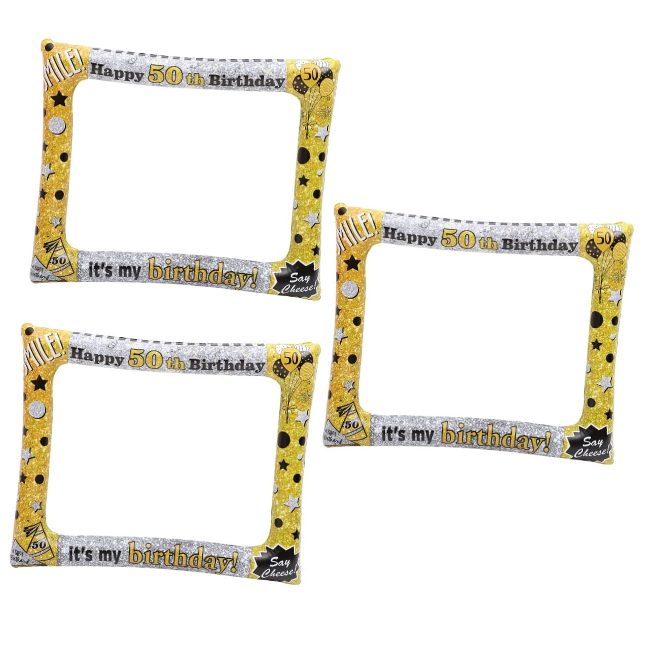 PRETYZOOM 3 Pz cornice per foto gonfiabile di compleanno accessori per feste Oggetti di scena per la festa di compleanno fai esplodere la cornice per foto Favore del partito Foto Prop pvc