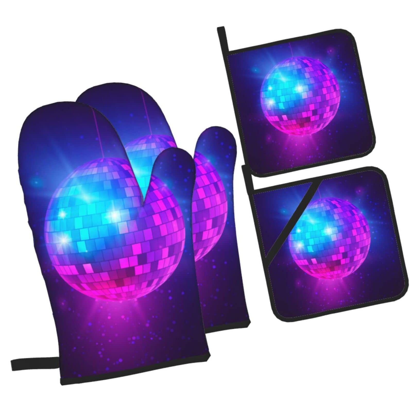 Oven Mitts and Pot Holders Sets, Christmas Oven Mitt Kitchen Heat Resistant Non-Slip Pot Holders Set for Cooking Baking BBQ