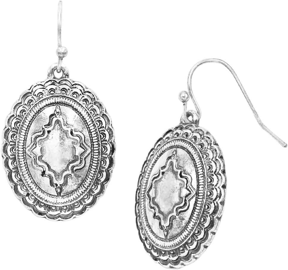 Rosemarie & Jubalee Women’s Cowgirl Chic Statement Western Concho Medallion Necklace Earrings Set