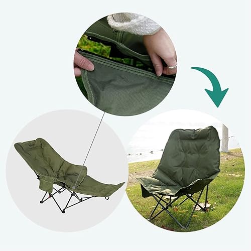 Miniatura 5 de Catre y silla plegable de doble propósito con reposapiés extraíble para adultos, silla de dormir ajustable fácil de montar con bolsa de transporte