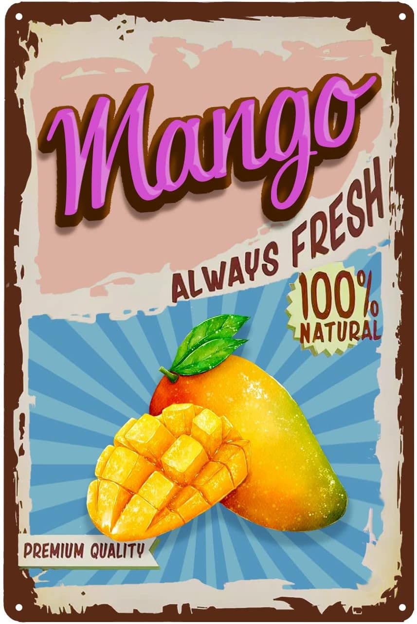 Vintage Mango Tin Sign - Fruit Metal Sign - Retro Decorative Sign Wall Decor Home Decor
