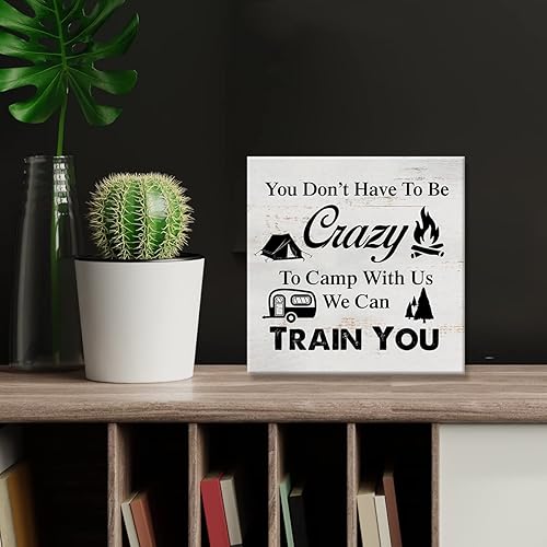 Miniatura 4 de Lienzo decorativo para pared con texto en inglés You Don't Have to Be Crazy to Camp With Usos, decoración del hogar, 8 x 8 pulgadas, diseño de