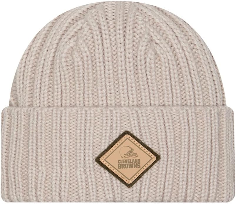 New Era Men's Light Beige NFL Logo Applique Cuffed Knit Hat