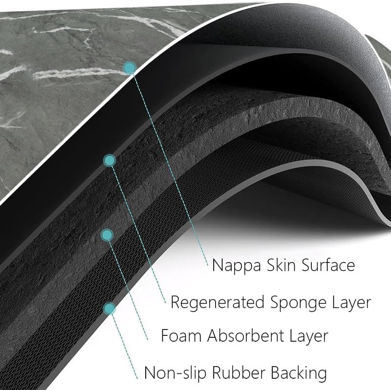 Miniatura 10 de Alfombra de baño antideslizante de secado rápido, lavable, tapete de ducha para lavandería y cocina, mármol gris claro, 16 x 24 pulgadas