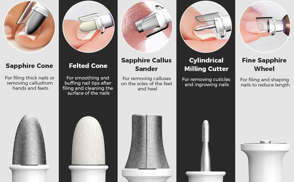 Kit de manucure et pédicure avec perceuse à ongles électrique et lime - 6
