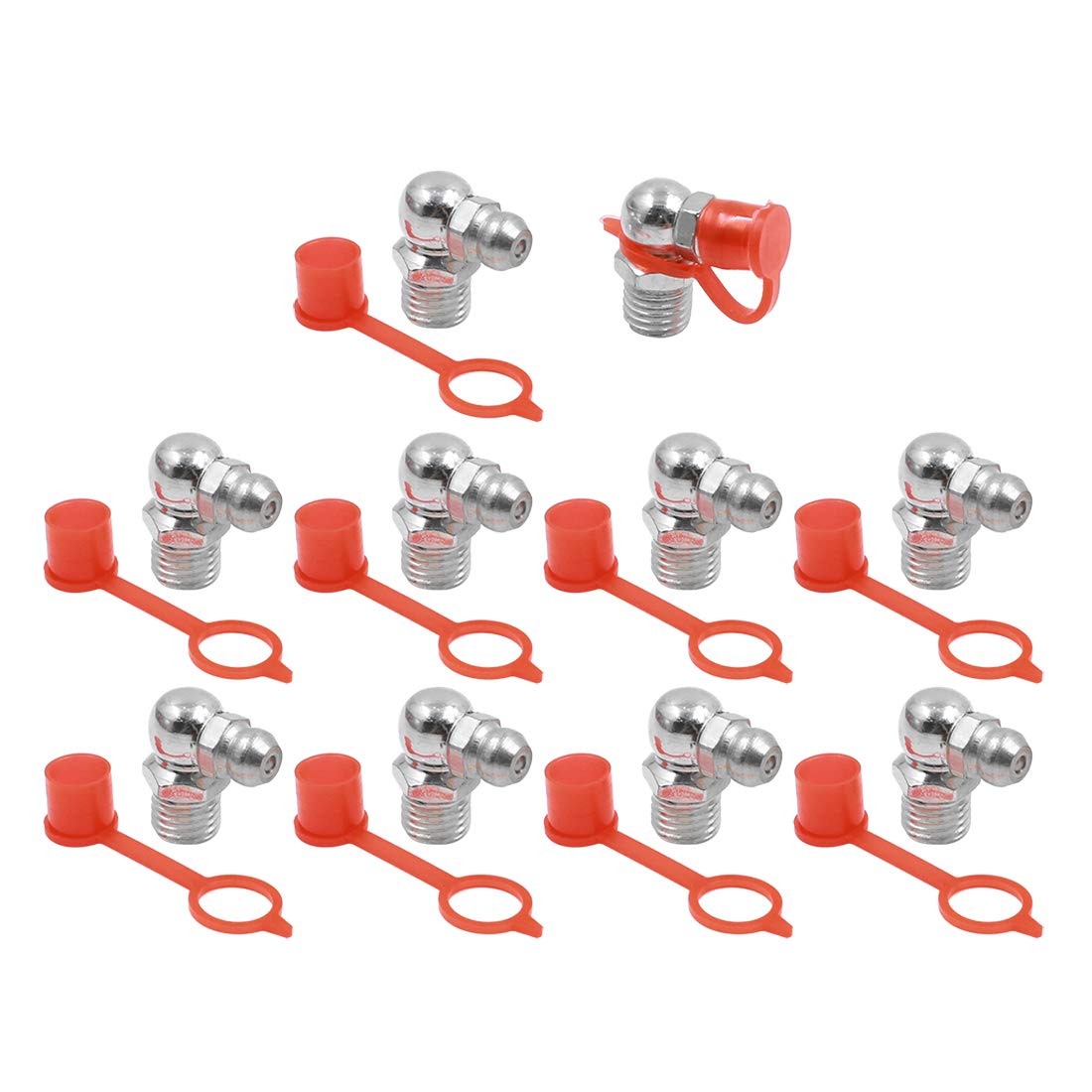 Lot De 5 Graisseurs Coudés 90° M6x1 X AUTOHAUX - Avec Bouchons Anti-poussière | Pour Voiture, Moto