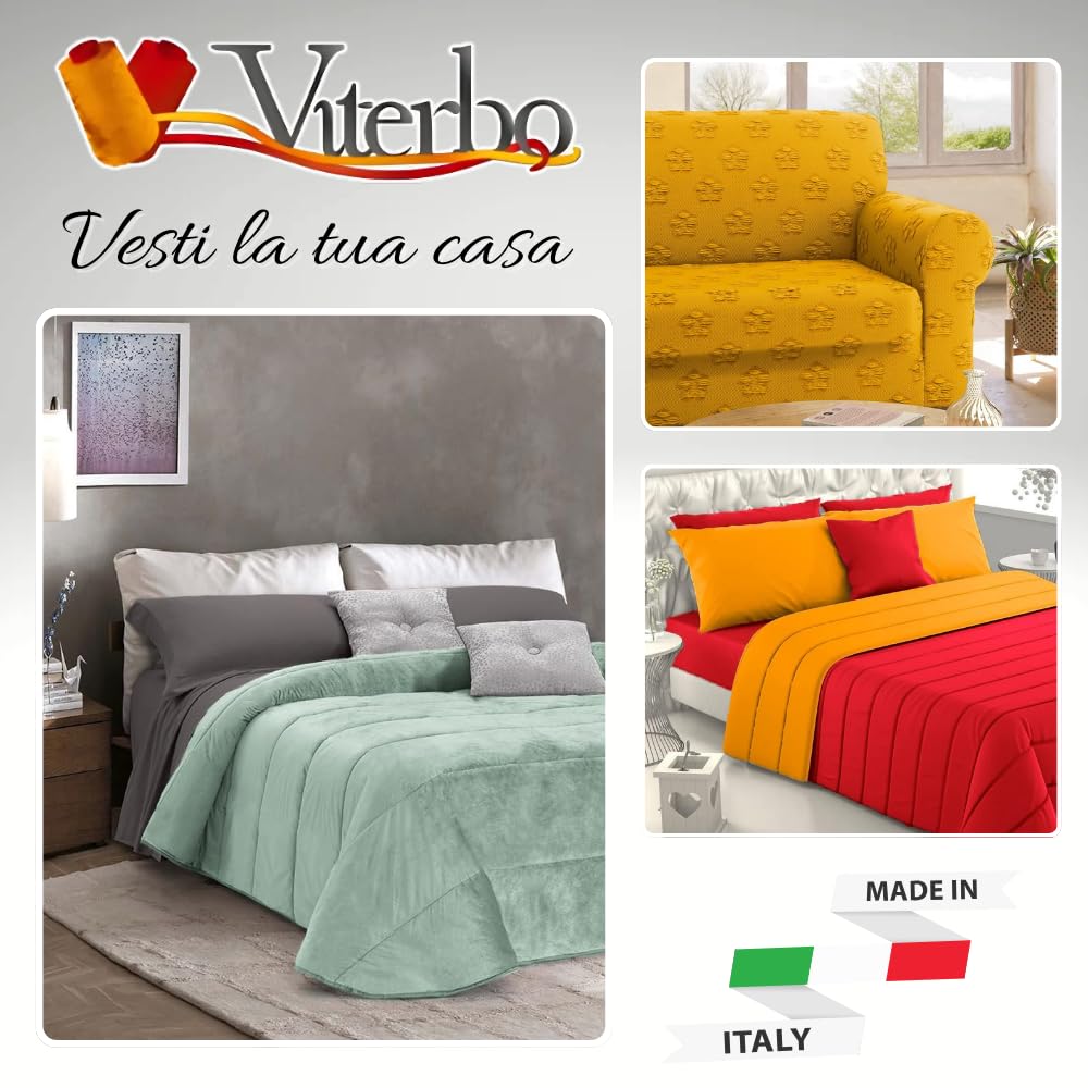 Viterbo Biancheria - PiumoneMatrimoniale Invernale Caldo, Trapunta Invernale Made in Italy, Imbottitura 300 Gr/Mq, Coperta Copriletto (4111, Blu/Celeste)