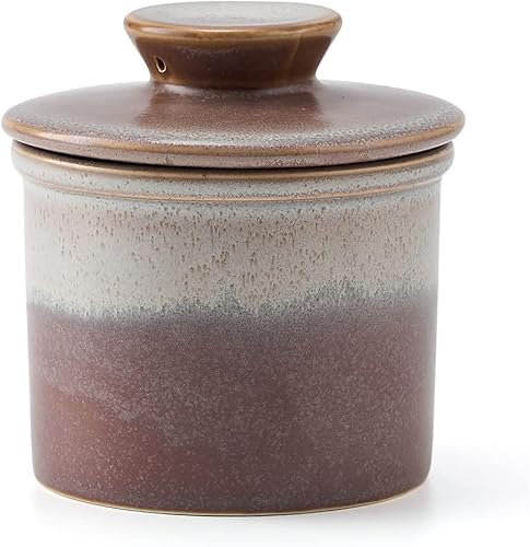 Miniatura 7 de XELA Mantequilla de porcelana para mantequilla francesa para mostrador, mantequera con línea de agua para horno de mantequilla fresca y untable se