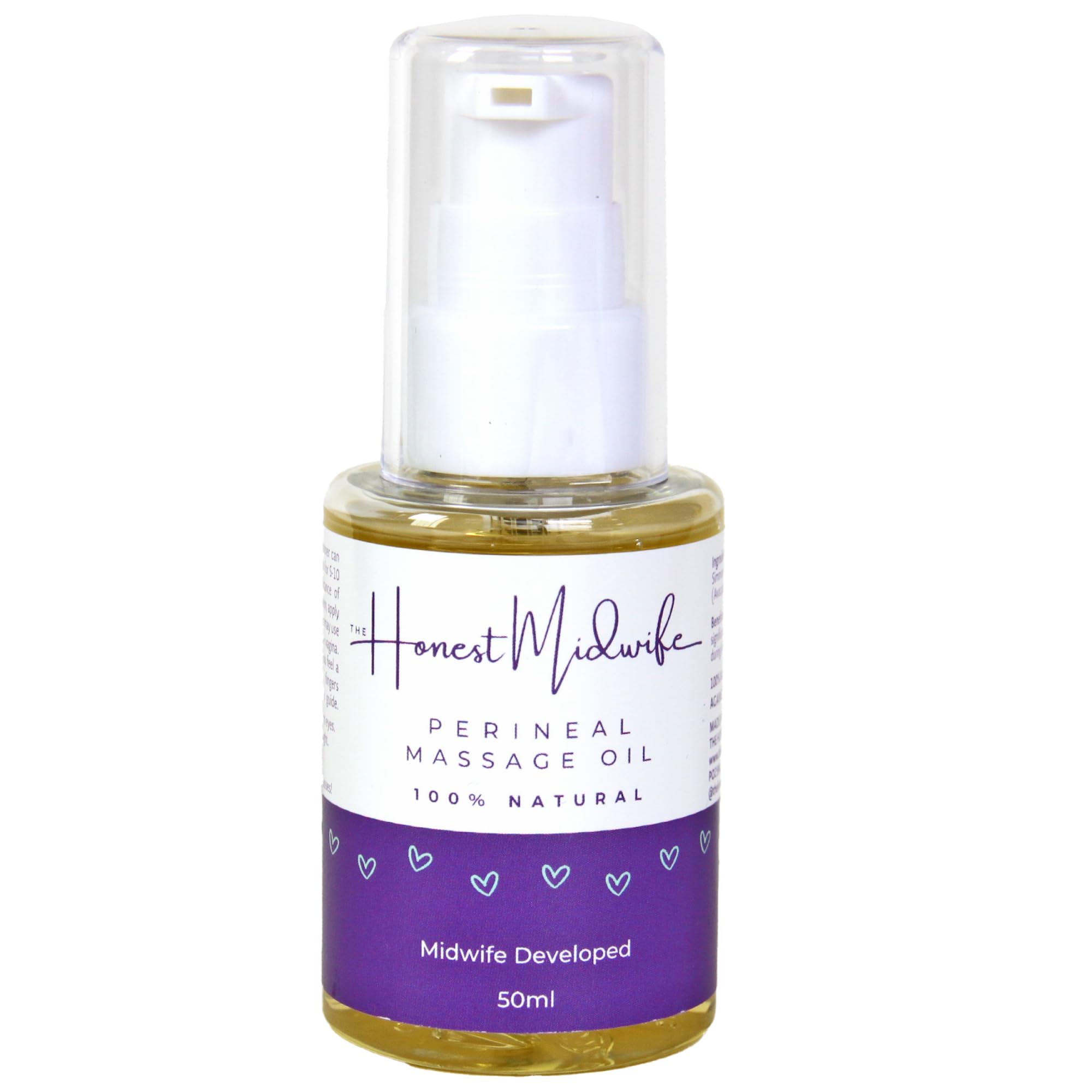 The Honest Midwife Perineal Massage Oil • 50ml • Reduce Tears & Trauma in Pregnancy • 100% Natural • Vegan • Cruelty-Free • Plant-Based Oils: Grape Seed, Jojoba & Avocado Oil + Vitamin E
