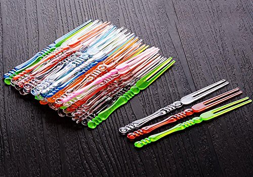 Ericotry UNKNOWN 400Pcs 4 Inch Disposable Plastic Cocktail Picks Fruit Forks Cocktail Sticks Plates Picks Cake Forks Dessert Forks Cake Forks Party Supplies thumb #3