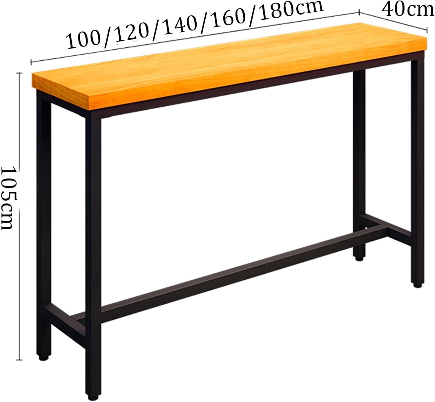 Rectangular Bar Table,Bar Table, High Table, Counter Breakfast Dining High Tables with Footrest and Adjustable Footpads Metal Frame Pub Coffee Desk for Small Space Kitchen Living Room(100X40X10