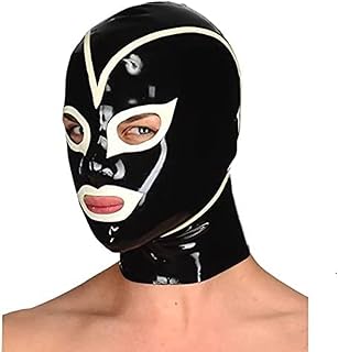 Máscara Unisex De Goma Con Capucha De Látex Ojos Abiertos Y Boca Con Ribete Blanco Y Cremallera Trasera Hecha A Mano Para Catsuit Cosplay Party,personalizar