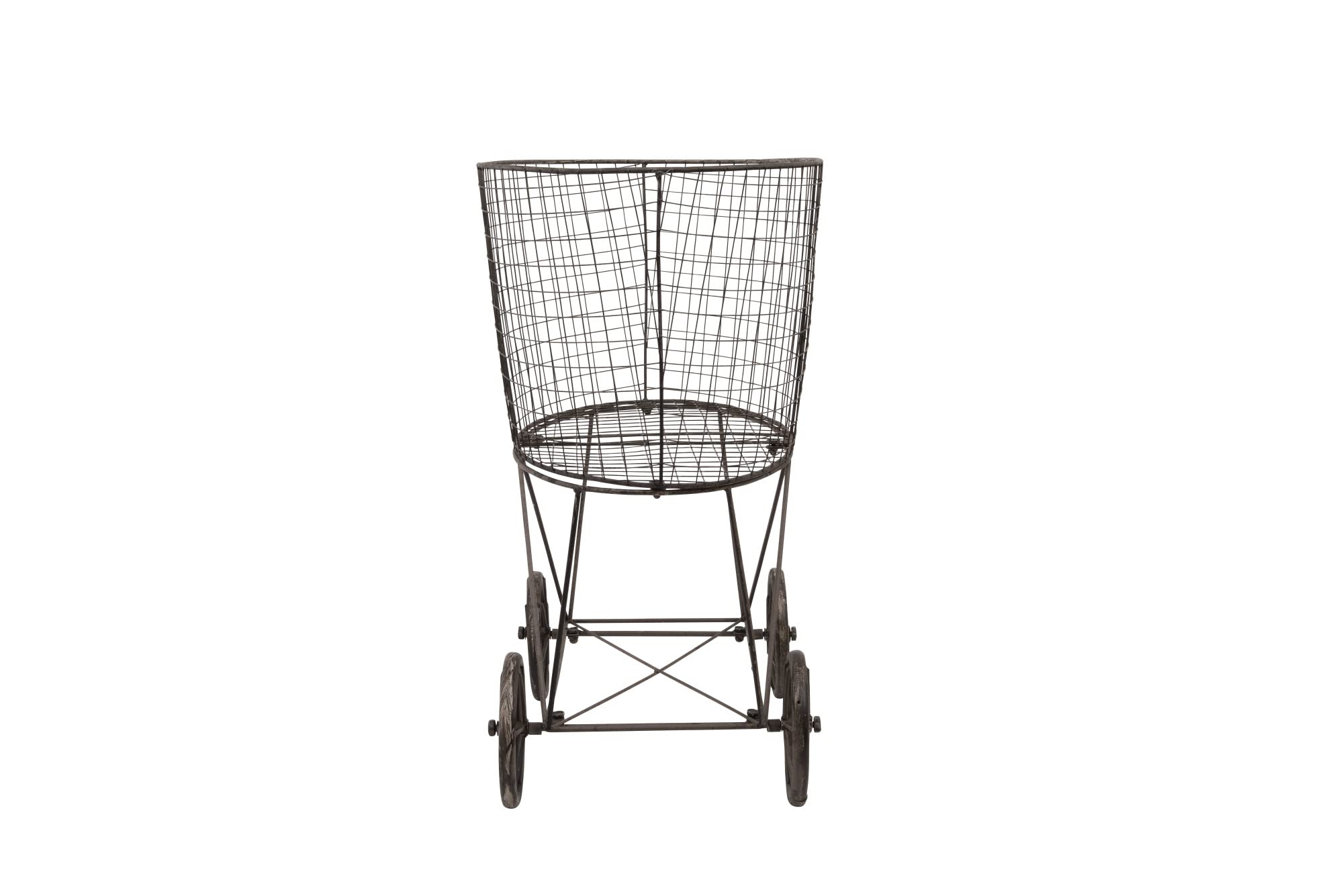 Creative Co-op Vintage Metal Laundry Basket with Wheels 25" x 15" x 26 3/4" (W x D x H)