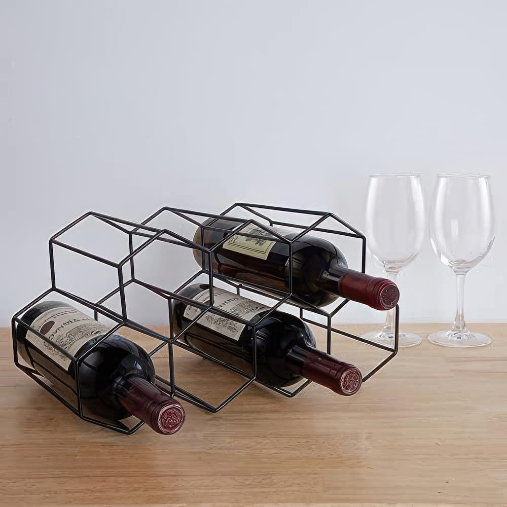 Portabotellas de vino 7 botellas de pie de metal diseño moderno