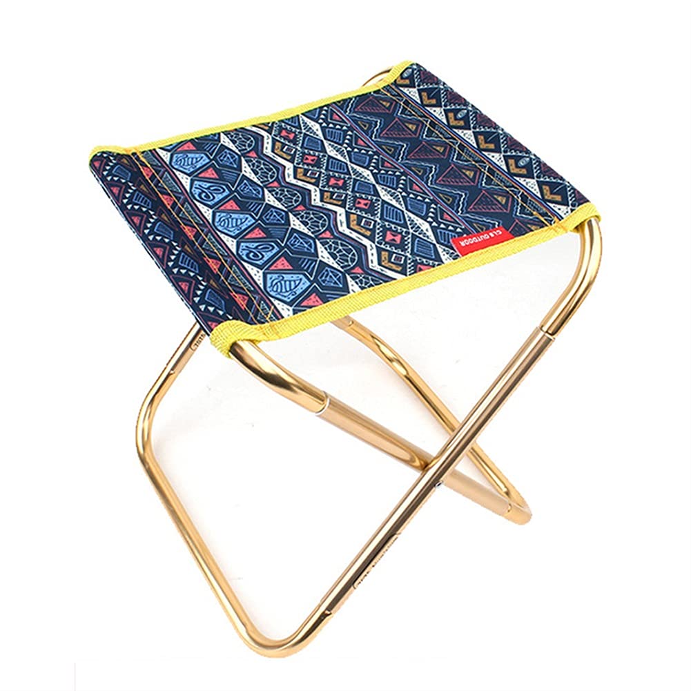 Folding camping stool Outdoor lightweight Aluminum alloy stool for fishing travel Sandy beach garden barbecue Picnic (Color : Blue)