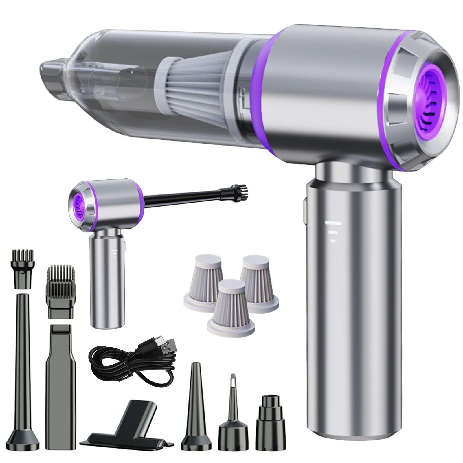 Freemiao Handheld Vacuum Cleaner, Cordless Powerful Car Vacuum Cleaner, 5-in-1 23000Pa Brushless Motor Mini Hand Held Vacumm HEPA Filter Rechargable Portable for Car, Pet Hair, Keyboard, Home