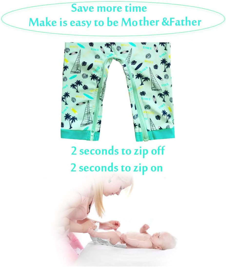 weVSwe Baby Toddler UPF 50+ Sun Protection Rash Guard Long Sleeve Swimsuit with Crotch Zipper - Image 4