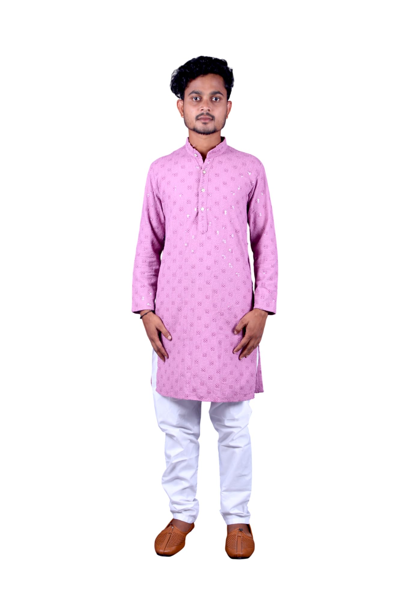 Mens Pink Traditional Fancy Kurta