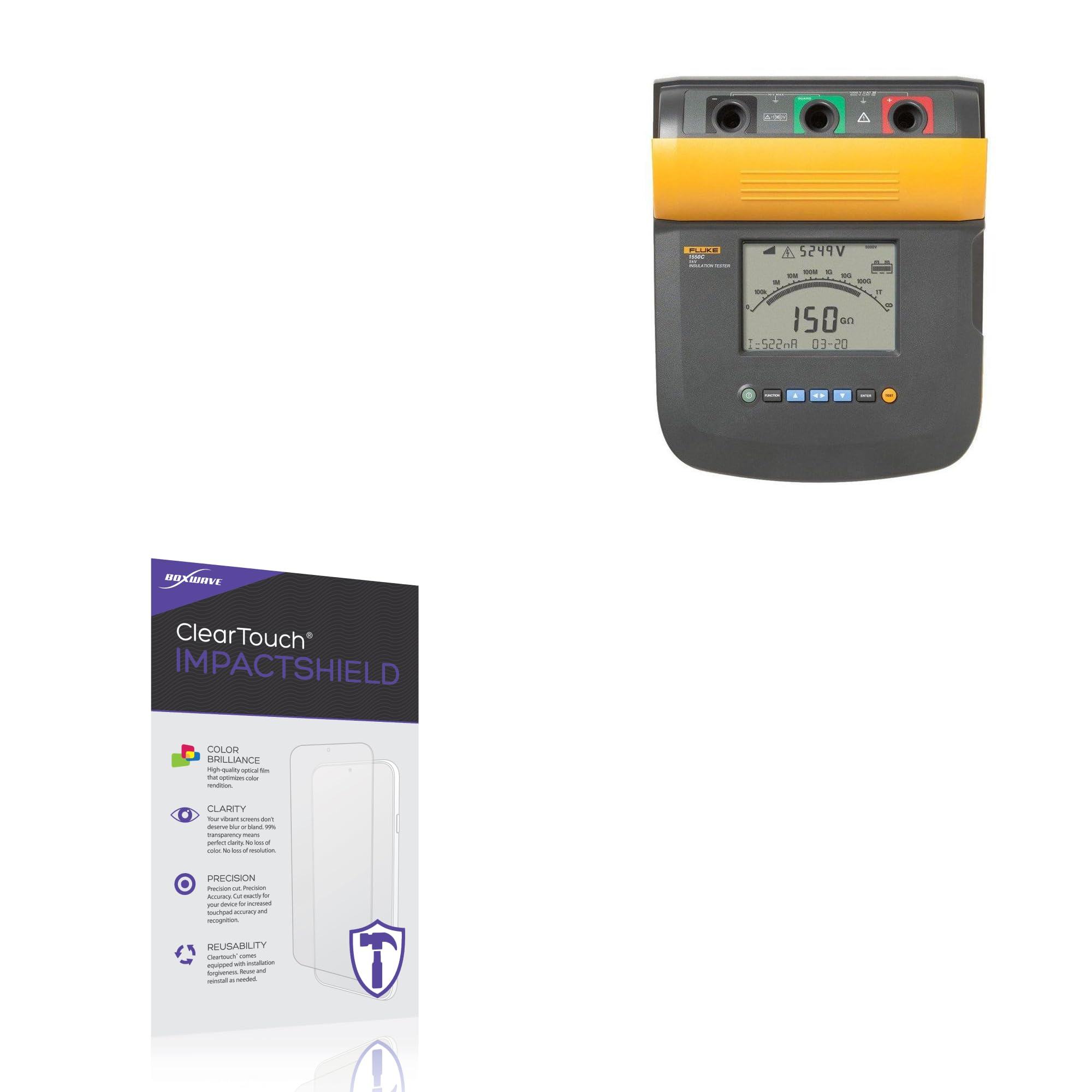 BoxWave Screen Protector Compatible with Fluke 1555 FC - ClearTouch ImpactShield (2-Pack), Impenetrable Screen Protector Flexible Film