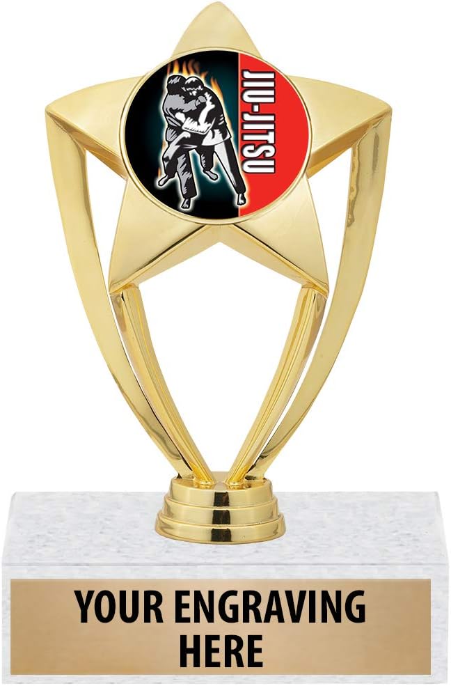 Crown Awards 6" Gold Jiu Jitsu Trophies - Martial Arts Star Trophy Prime
