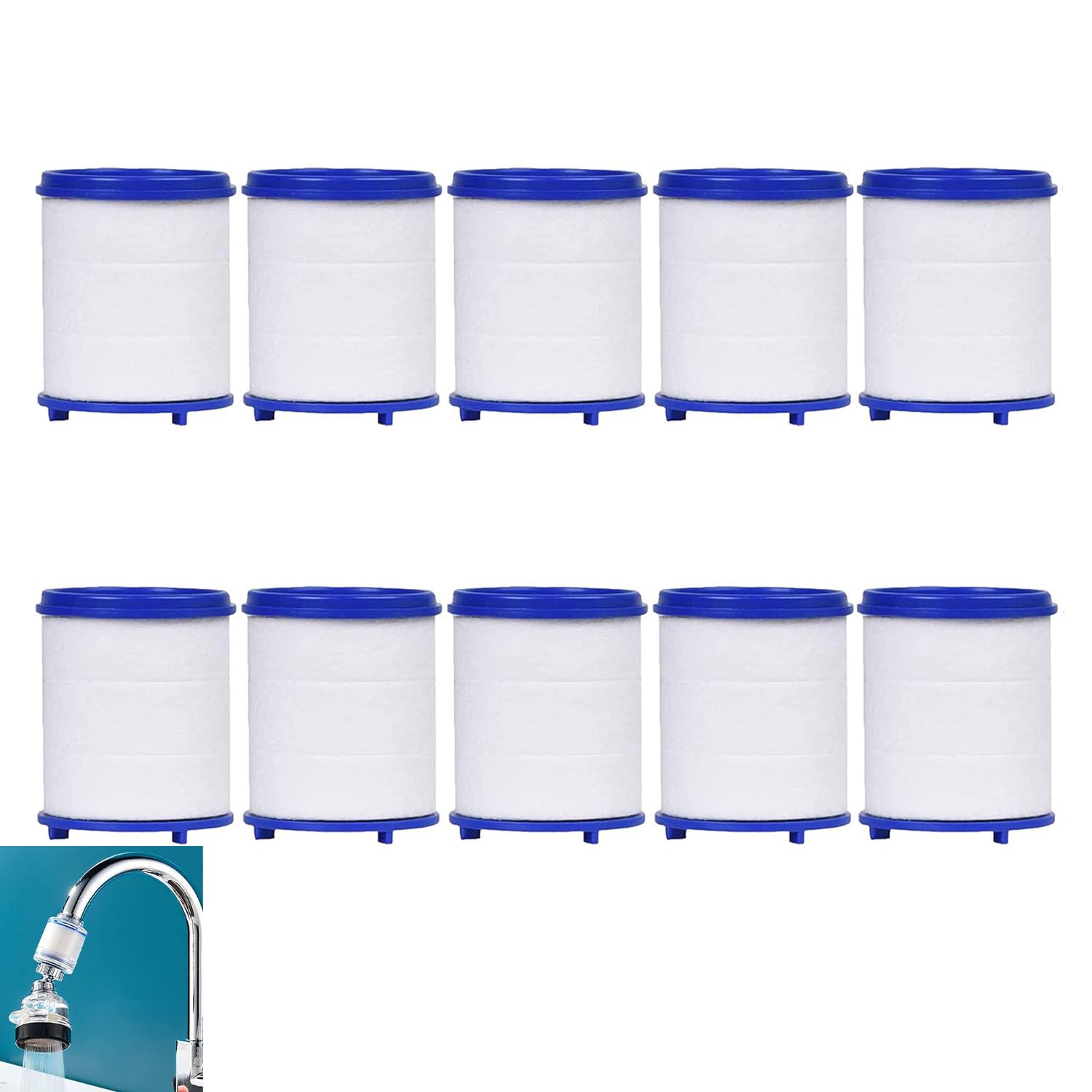X spring Filter Element, 10 Packs Filter Element Cotton with PP Cotton and Calcium Sulfite Ball, Faucet Sprayer Attachment Faucet Filter Element, Water Filter Elements for Home Faucet Water Filter