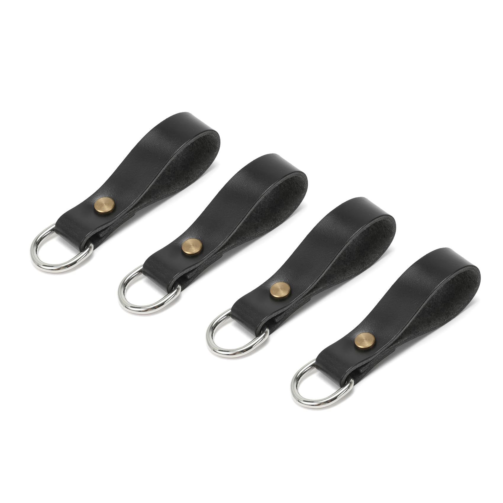 4 Packs Echtes Leder Gürtelschlaufe mit D Ring, Werkzeuggürtelschlaufe,Schlüsselanhänger (2 Zoll breites Hartleder)