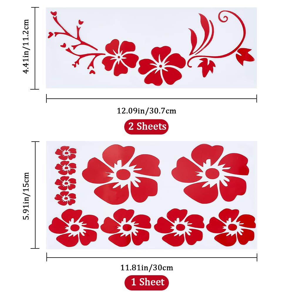 4 Autocollants Voiture Fleur Hibiscus GORGECRAFT - Vinyle Imperméable 20x20cm, Décor Hawaïen
