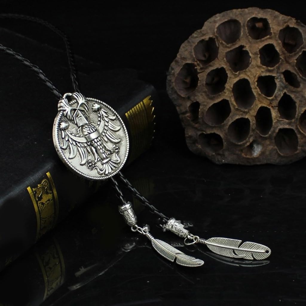 Cravatte da Cowboy, Cravatta con Ciondolo Forma di Aquila Russa Metallo e Corda in(Bronze)