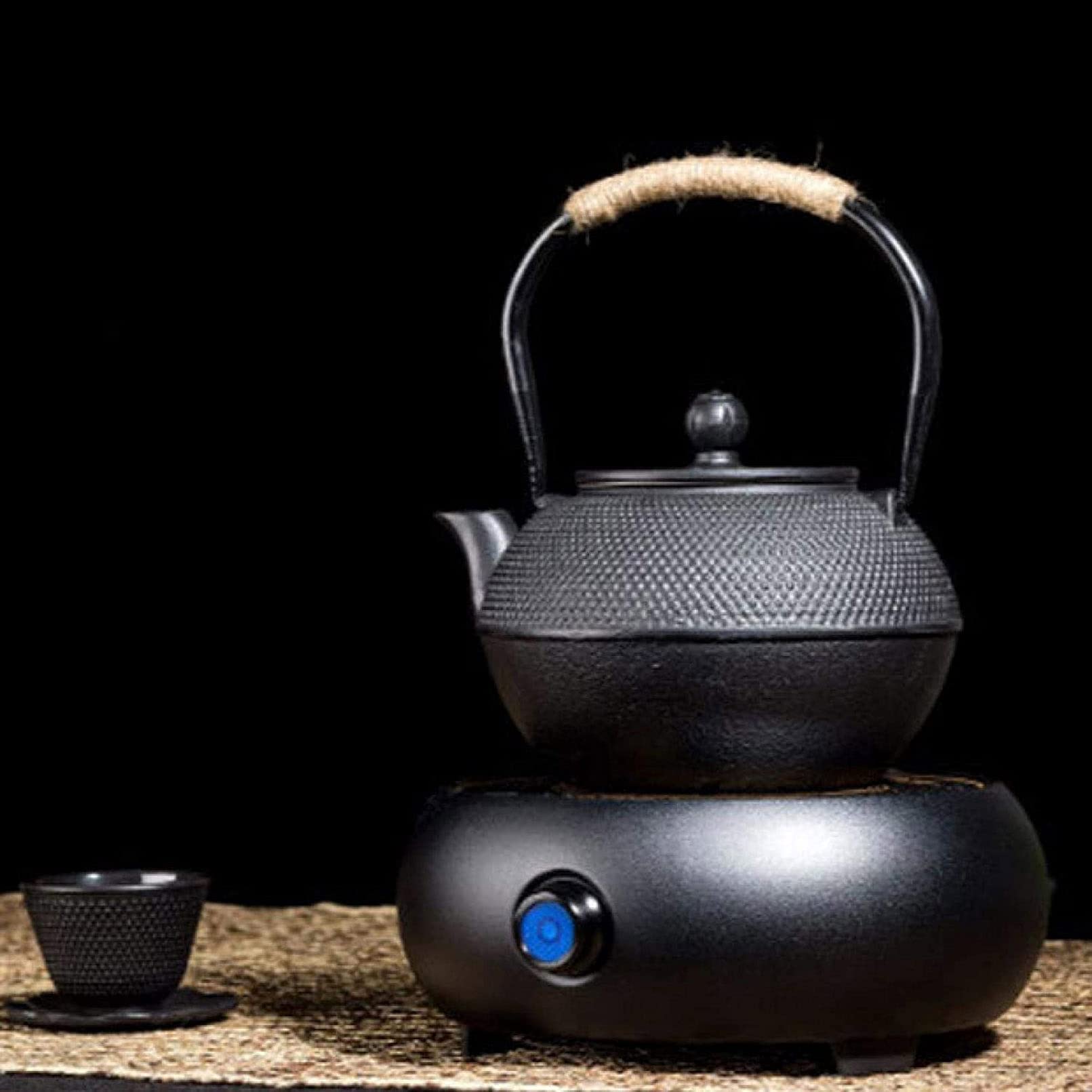 Teiera in ghisa con infusore Tetsubin fatto a mano Bollitore in ghisa Teiera con infusore in acciaio inossidabile Bollitore per piano cottura a gas Teiera nera 1200 ml Teteras para fogón
