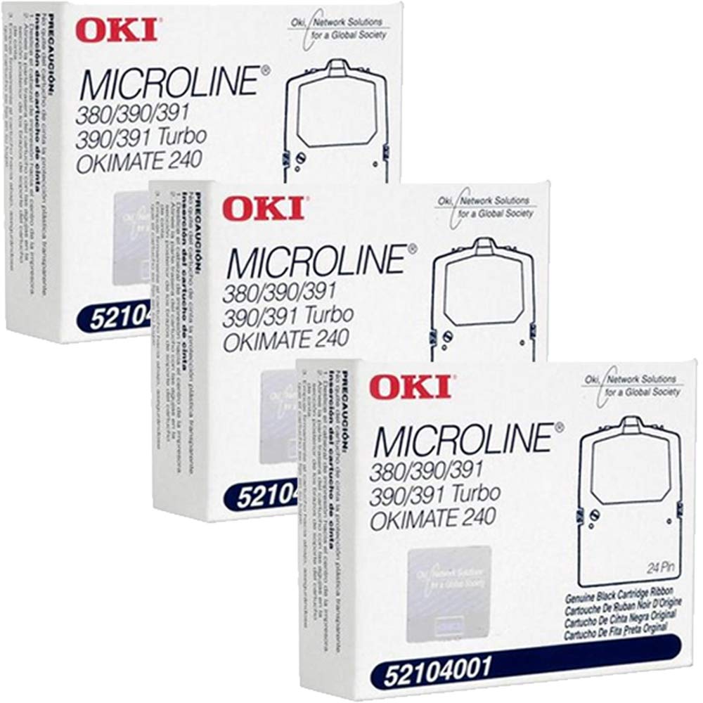 (3 Pack Value Bundle) OKI52104001 52104001 Ribbon, Black