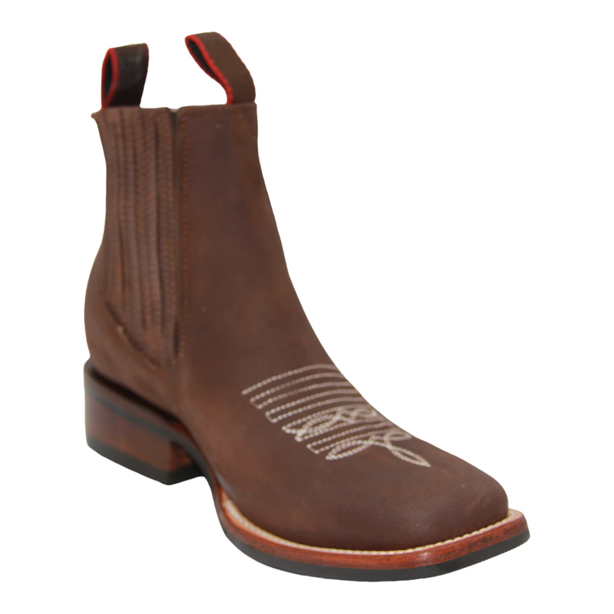The Western Shops Womens Short Ankle Brown Leather Cowboy Boots Low Heel Cowgirl Bootie