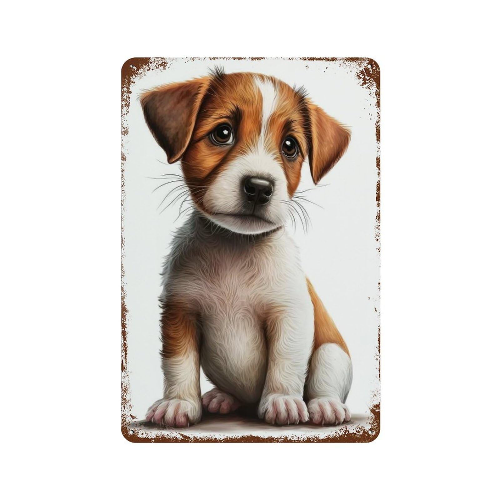 Aged Metal Wall Plaque with Jack Russell Terrier 02 Design 11.8"x7.9", for Shed, Workshop And Garage Wall Decor, Decorative Metal Wall Art