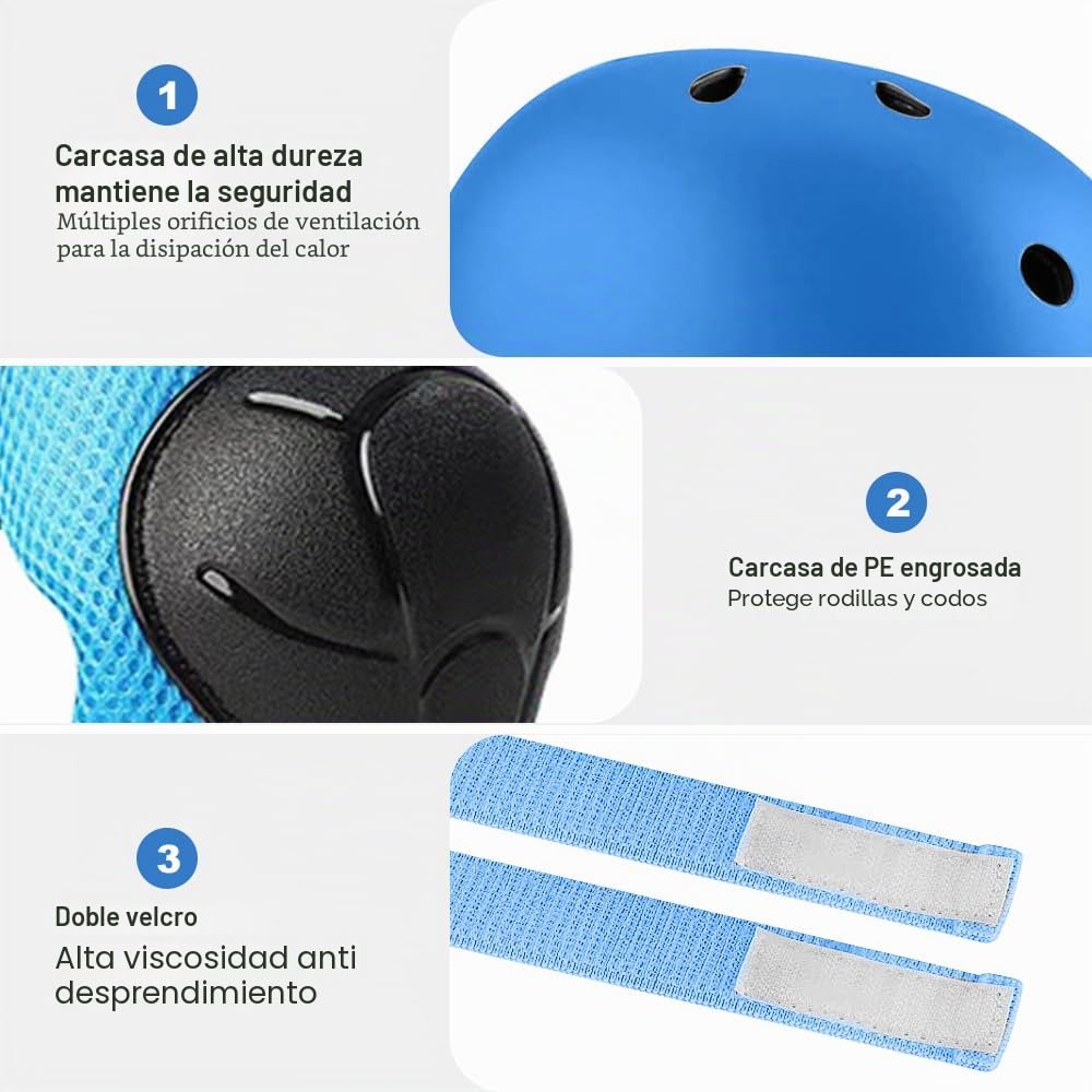 Rodilleras infantiles con casco, juego de protectores 5 en 1 para niños, con rodilleras y muñequeras en línea, equipo de protección para bicicleta, monopatín, patines de ruedas, hoverboard