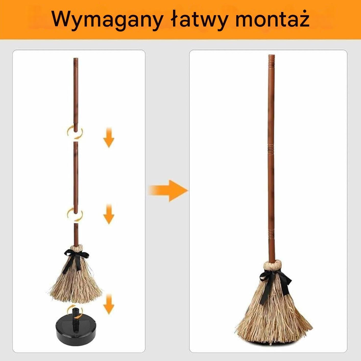 Miotła na Halloween Rustykalne Animowane Dekoracje Na Halloween Rekwizyty