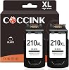COCCINK 210 XL for Canon 210XL Black Ink Cartridge Canon Pixma MP230 MP240 MP250 MP280 MP480 MP490 MP495 MX320 MX330 MX340 IP2702 for PG-210 Remanufactured Printer Ink Combo Pack 2 Black
