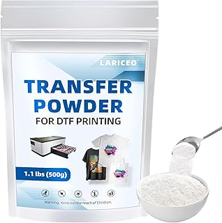 DTF Powder 500g/17.6oz White DTF Powder Adhesive, Eco-Friendly DTF Transfer Powder with Super Adhesion, Durability and Vivid Color, DTF Hot Melt Adhesive Powder for All Fabric - by LARICEO