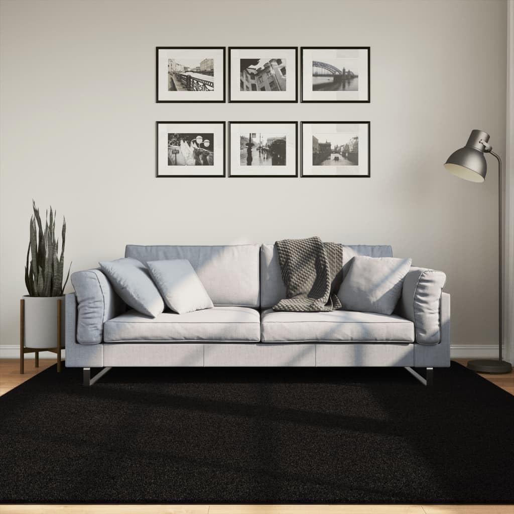 Tapis doux lavable HUARTE tapis noir anti-glisse 200 cm