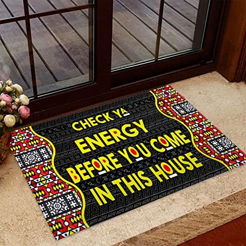 Flannel Doormat Indoor Entrance Porch Welcome Non-Slip Bathmat Doormat Kitchen Home Decor Check Ya Energy Before You Come in This House African American Kitchen Home Decor 36x24 Inch